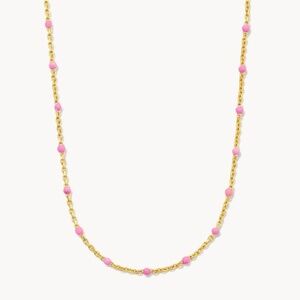 Kendra Scott Pink Enamel 18k Gold Vermeil Satellite Chain Necklace